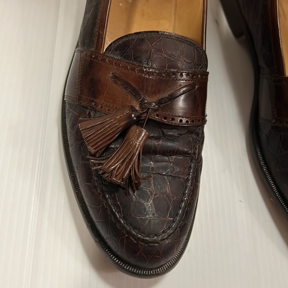 JOHNSTON & MURPHY Size 11 M BROWN CELLINI CROCODILE TASSEL LOAFERS size 10.5 N - Picture 15 of 17
